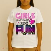 Girls Just Wanna Have Fun 80s Retro Party T-Shirt thumb 4