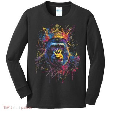 Gorilla King Alpha Silverback Kids Long Sleeve Shirt