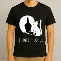Grumpy Kitten Cats I Dont Like People Cat T-Shirt thumb 3