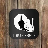 Grumpy Kitten Cats I Dont Like People Cat Coaster thumb 0