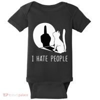 Grumpy Kitten Cats I Dont Like People Cat Baby Bodysuit thumb 0