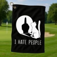Grumpy Kitten Cats I Dont Like People Cat Golf Towel thumb 1