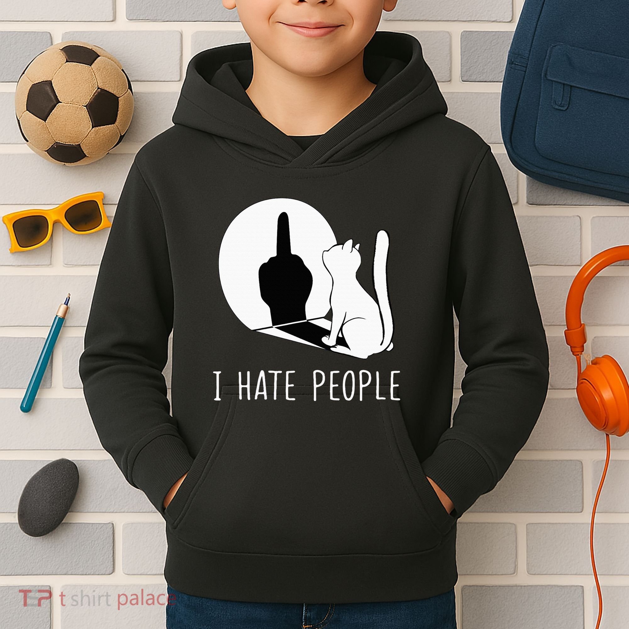 Grumpy Kitten Cats I Dont Like People Cat Kids Hoodie