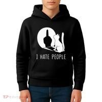 Grumpy Kitten Cats I Dont Like People Cat Kids Hoodie thumb 4
