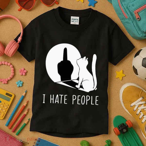 Grumpy Kitten Cats I Dont Like People Cat Kids T-Shirt