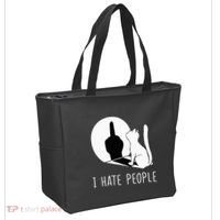 Grumpy Kitten Cats I Dont Like People Cat Tote Bag thumb 2