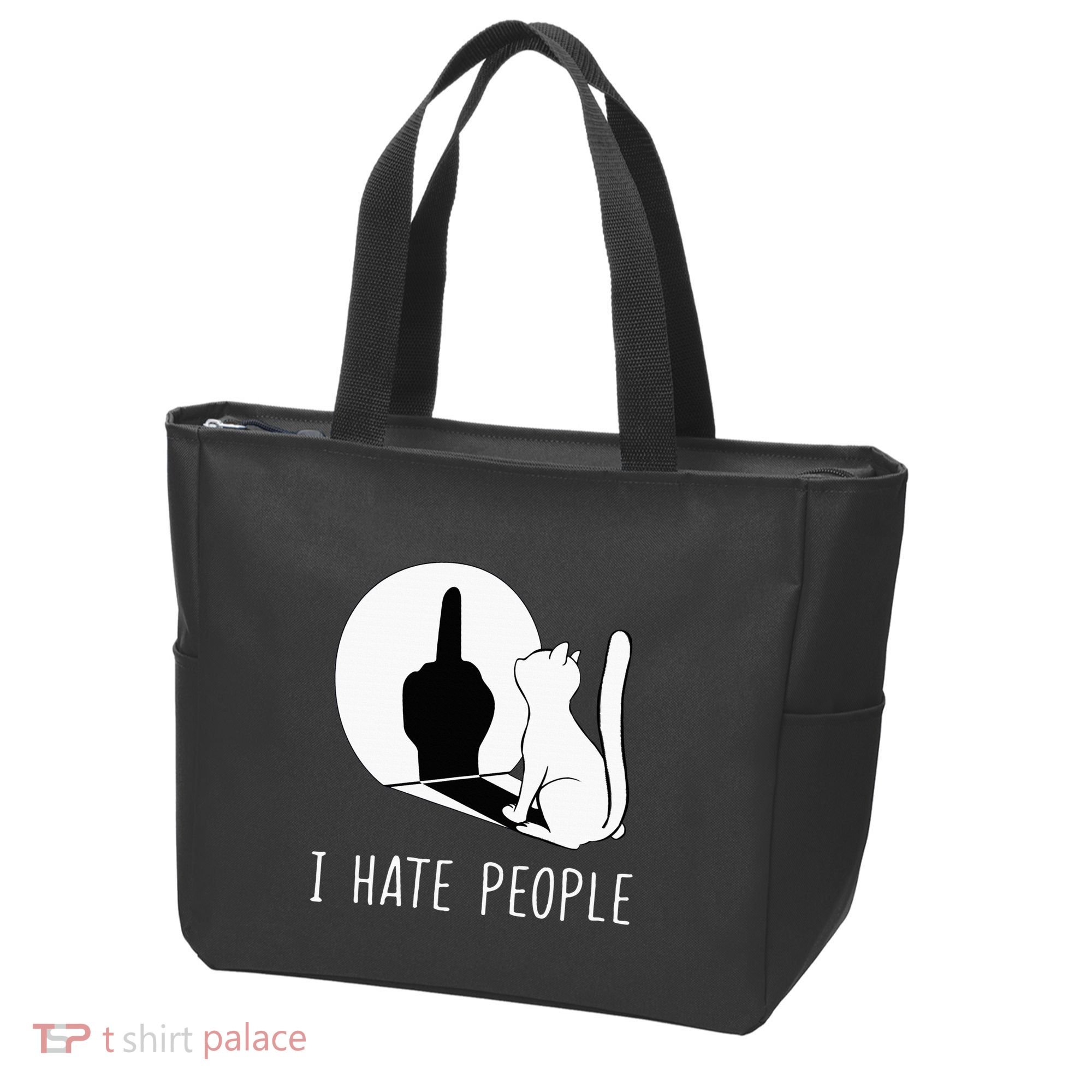 Grumpy Kitten Cats I Dont Like People Cat Tote Bag