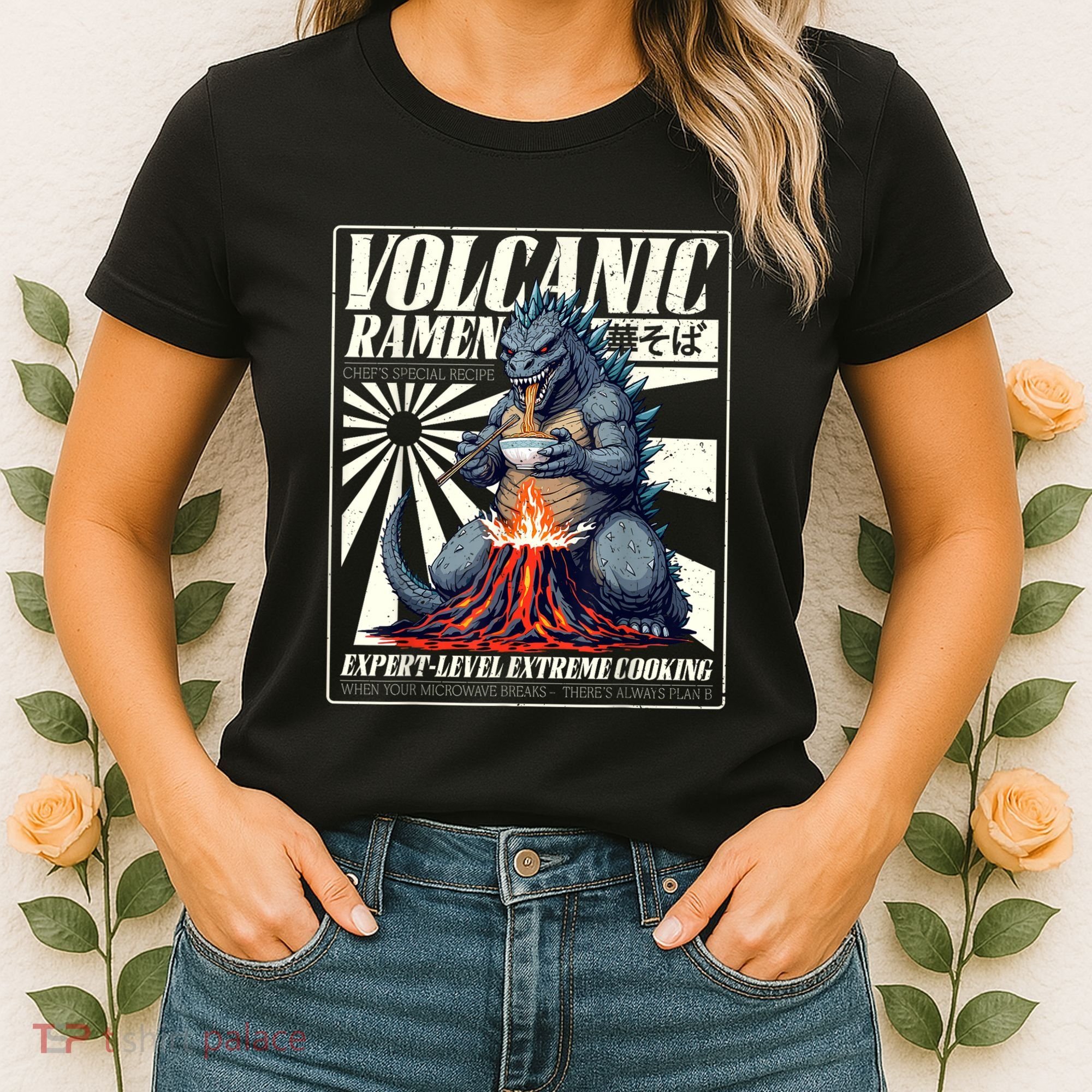 Giant Kaiju Eating Japanese Ramen Monster Lover Birthday Women's T-Shirt