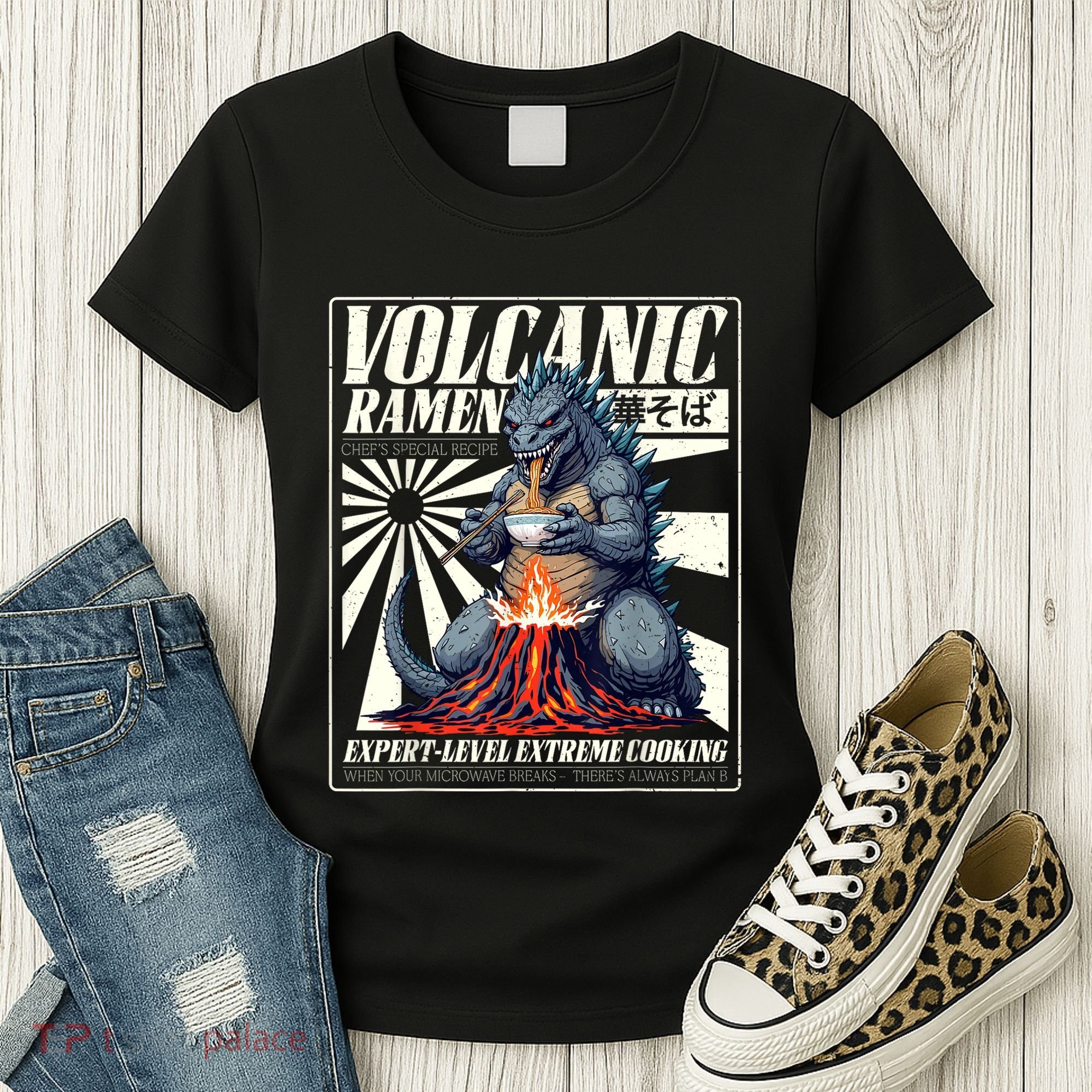Giant Kaiju Eating Japanese Ramen Monster Lover Birthday Women's T-Shirt