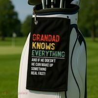 Grandad Knows Everything Father's Day Grandad Golf Towel thumb 2