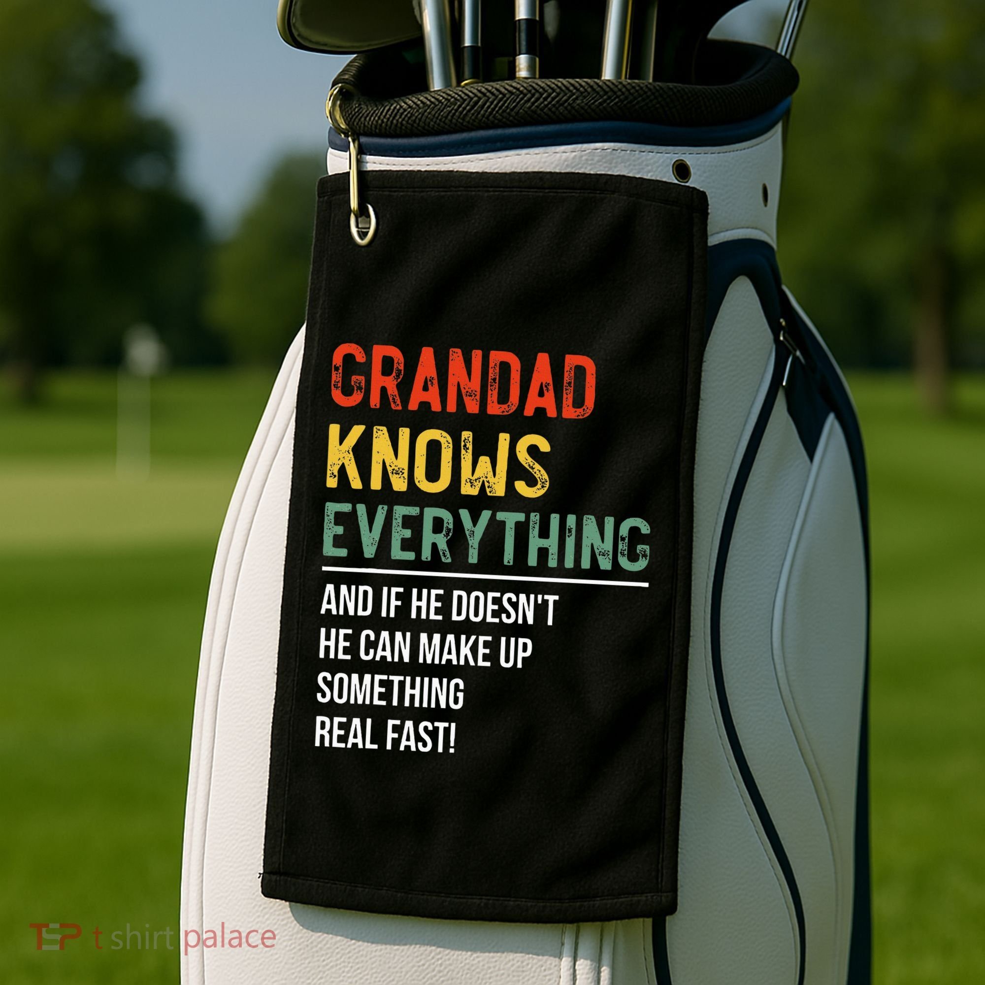 Grandad Knows Everything Father's Day Grandad Golf Towel