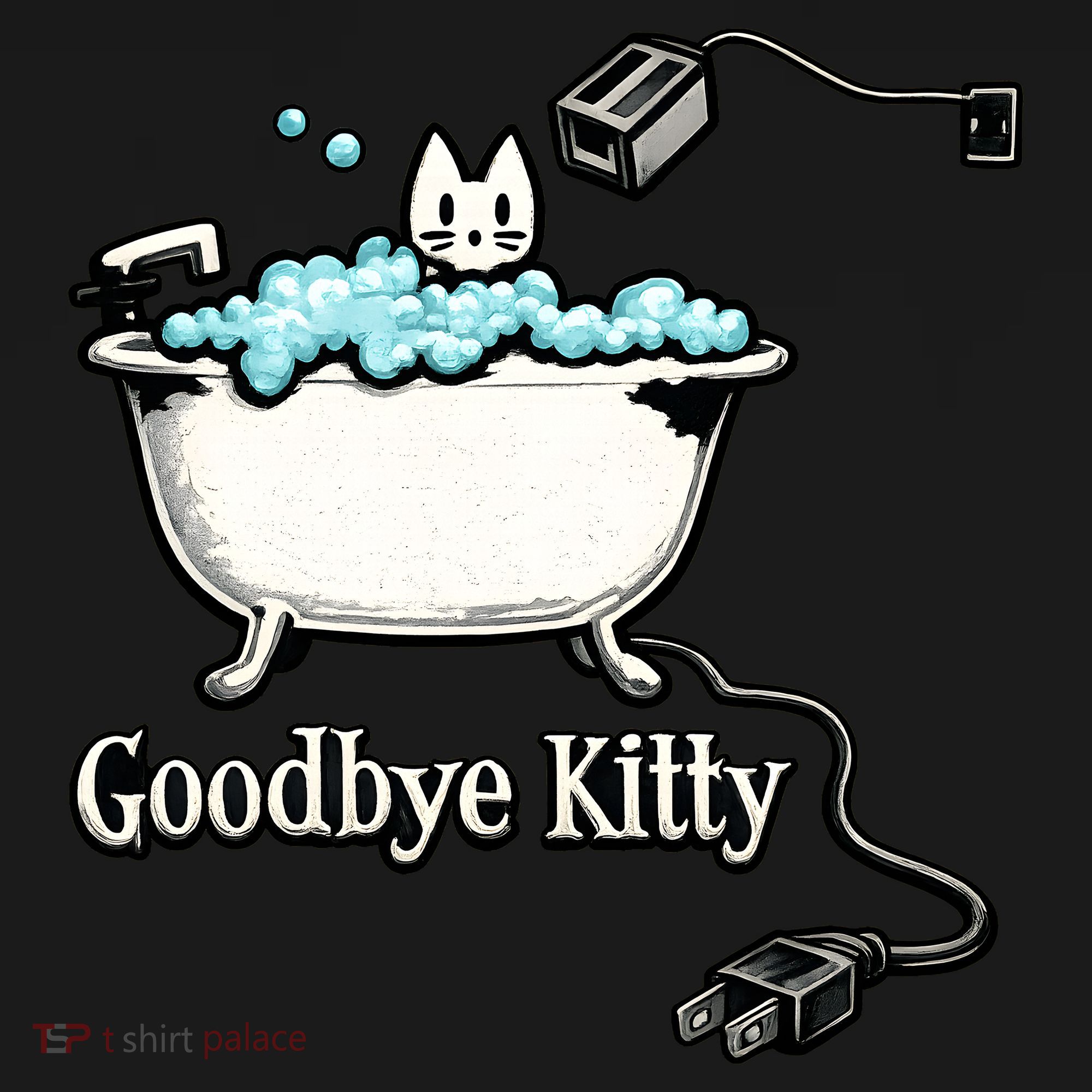 Goodbye Kitty Funny Bathtub Toaster Plug Bath Meme Coaster