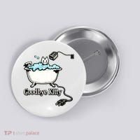 Goodbye Kitty Funny Bathtub Toaster Plug Bath Meme Button thumb 0