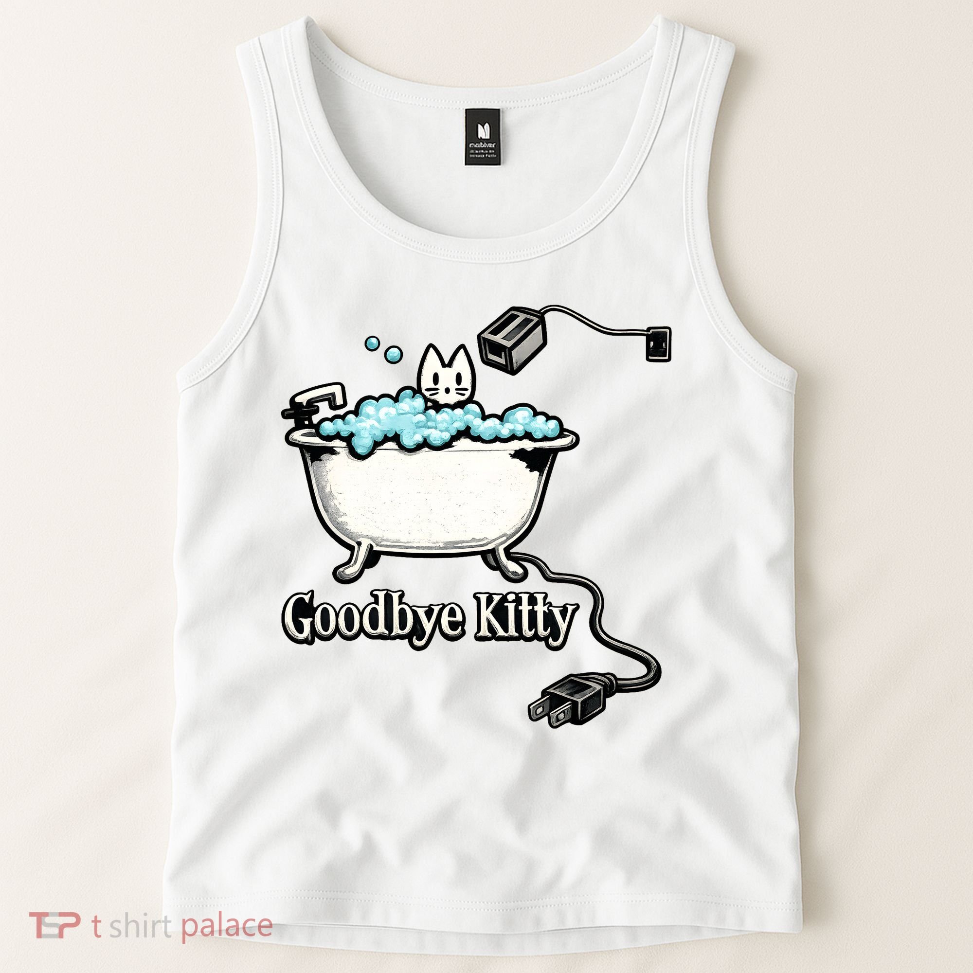Goodbye Kitty Funny Bathtub Toaster Plug Bath Meme Tank Top