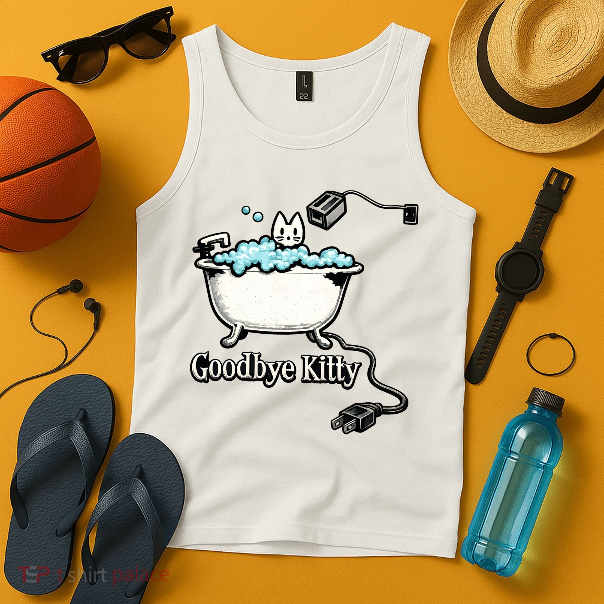 Goodbye Kitty Funny Bathtub Toaster Plug Bath Meme Tank Top