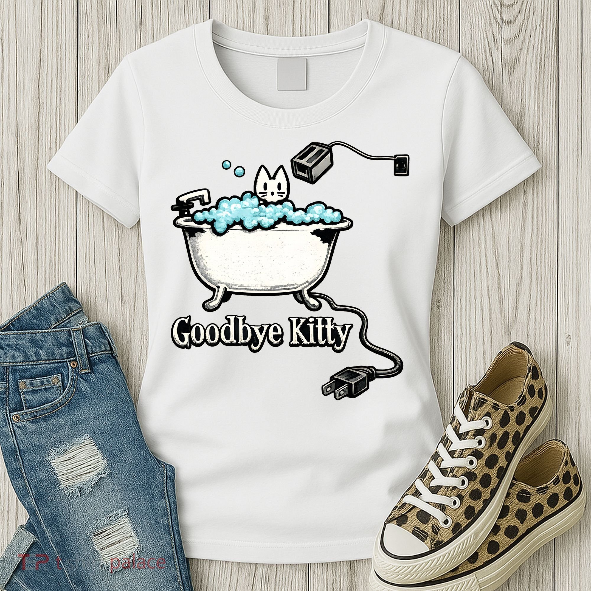 Goodbye Kitty Funny Bathtub Toaster Plug Bath Meme Women's T-Shirt