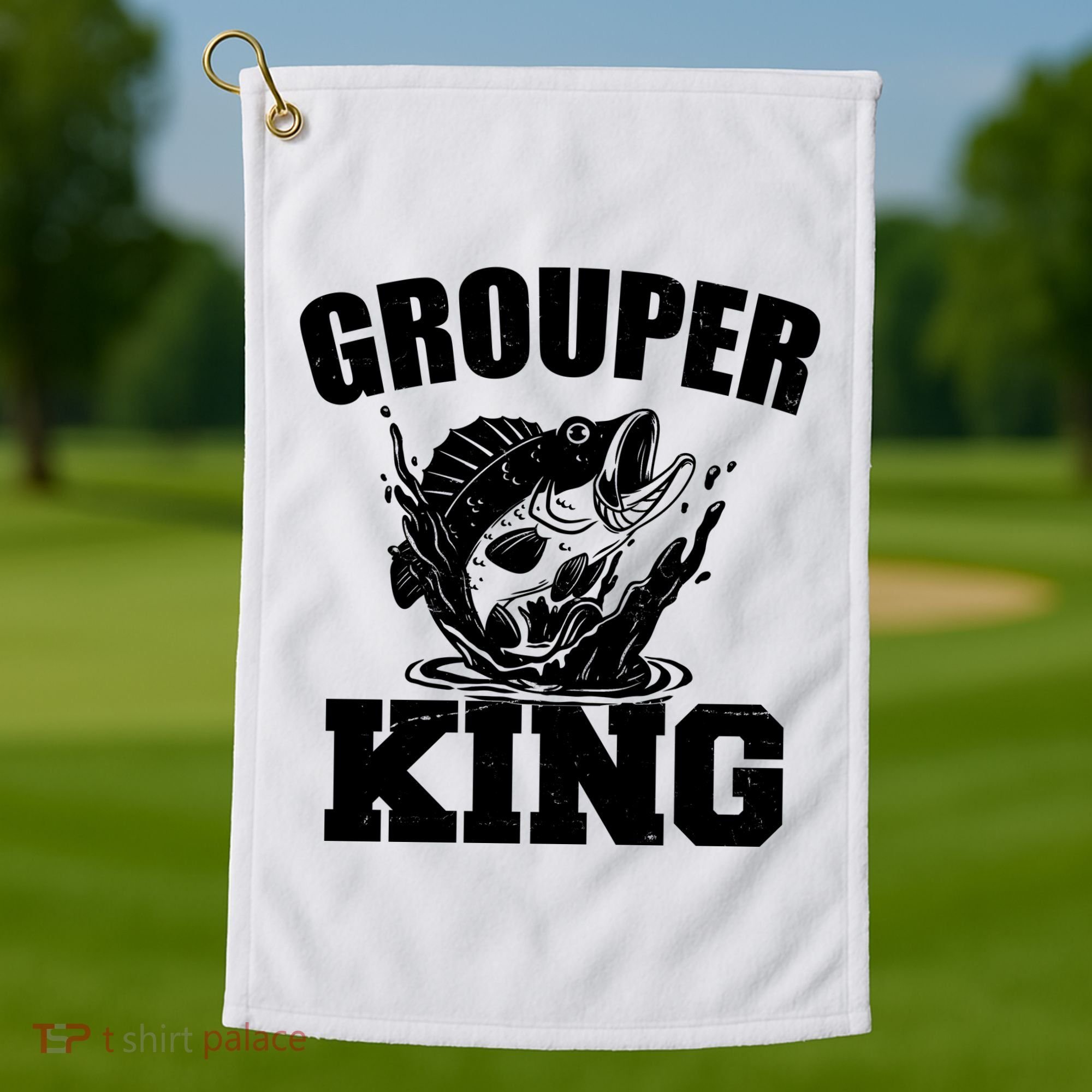 Grouper King Fishing Golf Towel