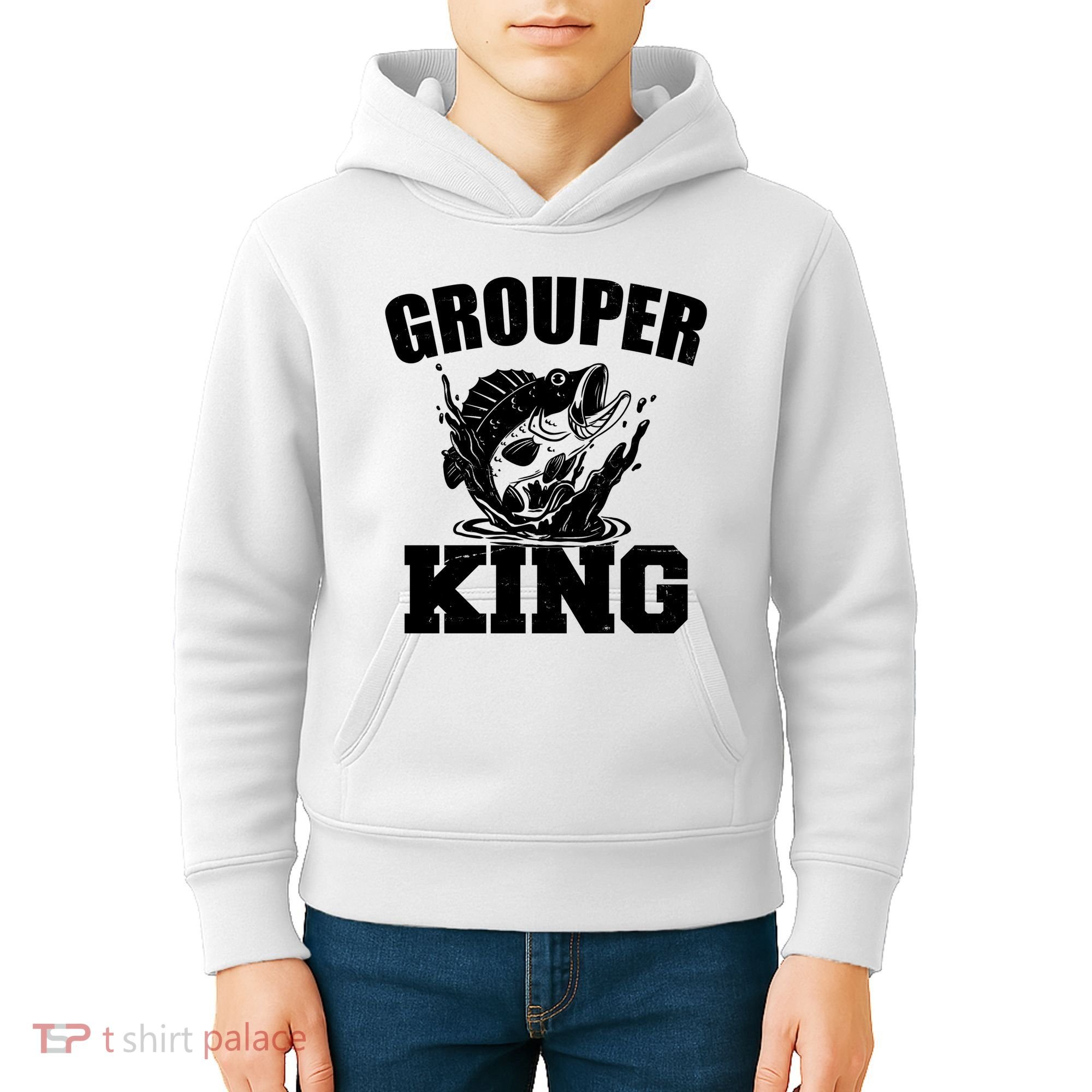 Grouper King Fishing Kids Hoodie