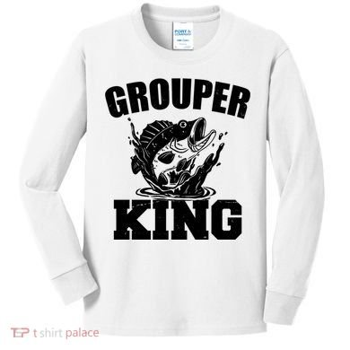 Grouper King Fishing Kids Long Sleeve Shirt