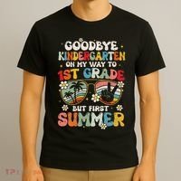 Goodbye Kindergarten Graduation To 1st Grade Hello Summer T-Shirt thumb 3