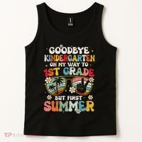 Goodbye Kindergarten Graduation To 1st Grade Hello Summer Tank Top thumb 2