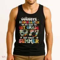 Goodbye Kindergarten Graduation To 1st Grade Hello Summer Tank Top thumb 3