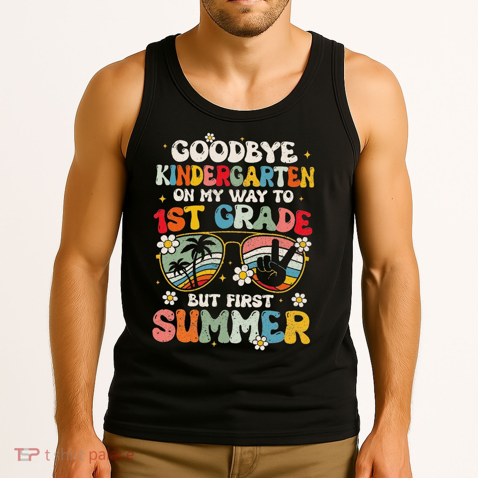 Goodbye Kindergarten Graduation To 1st Grade Hello Summer Tank Top