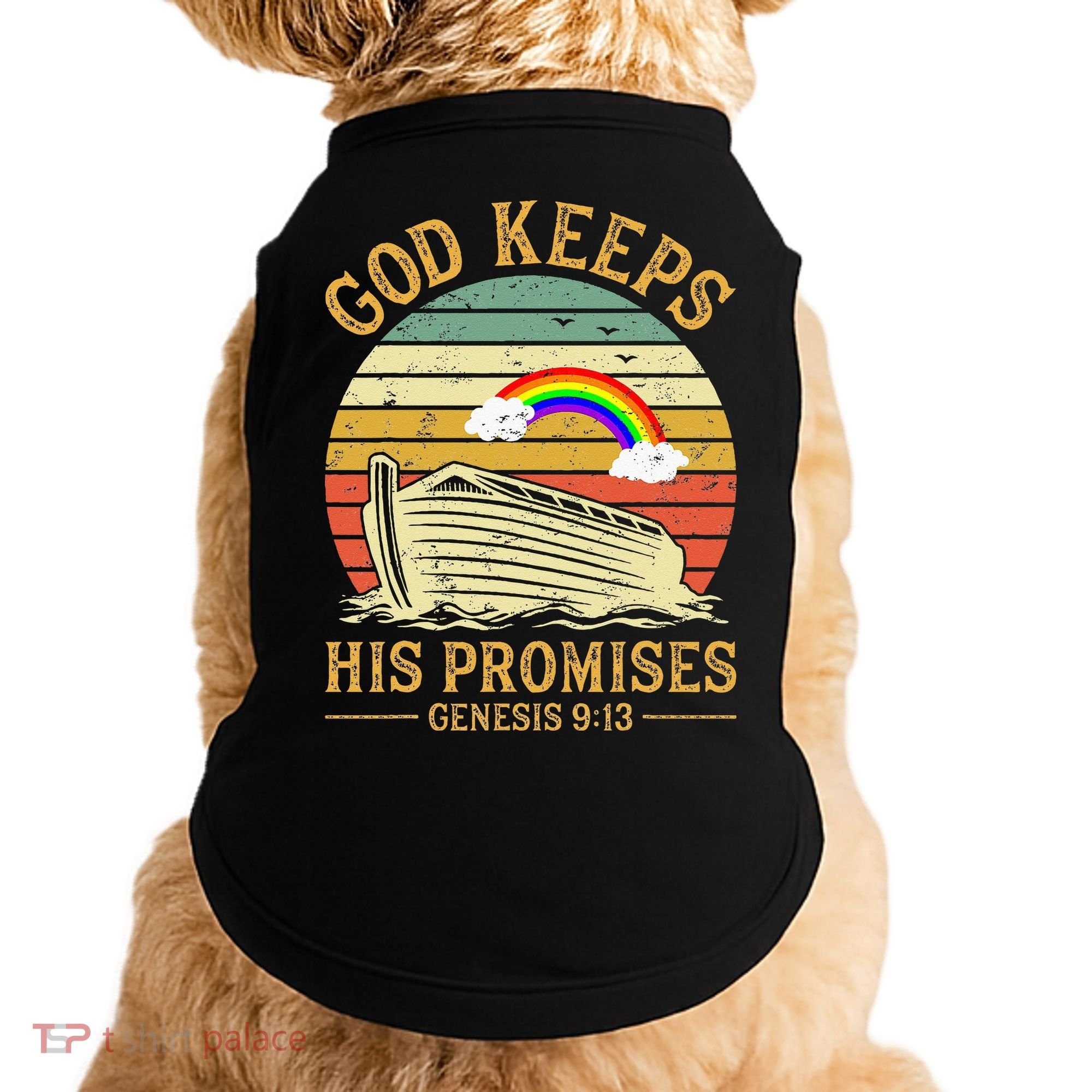 God Keeps His Promises Rainbow Noah Ark Jesus Christian Doggie Tank