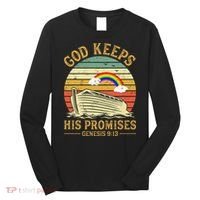 God Keeps His Promises Rainbow Noah Ark Jesus Christian Long Sleeve Shirt thumb 0