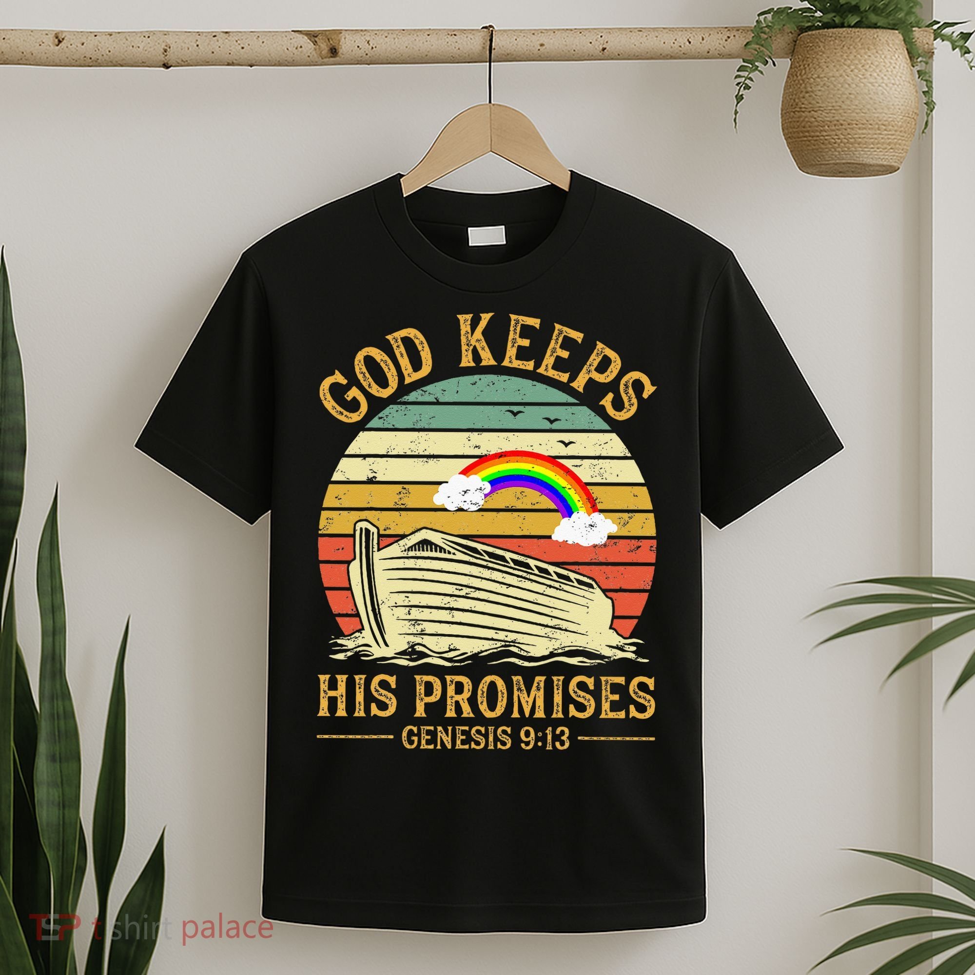 God Keeps His Promises Rainbow Noah Ark Jesus Christian T-Shirt