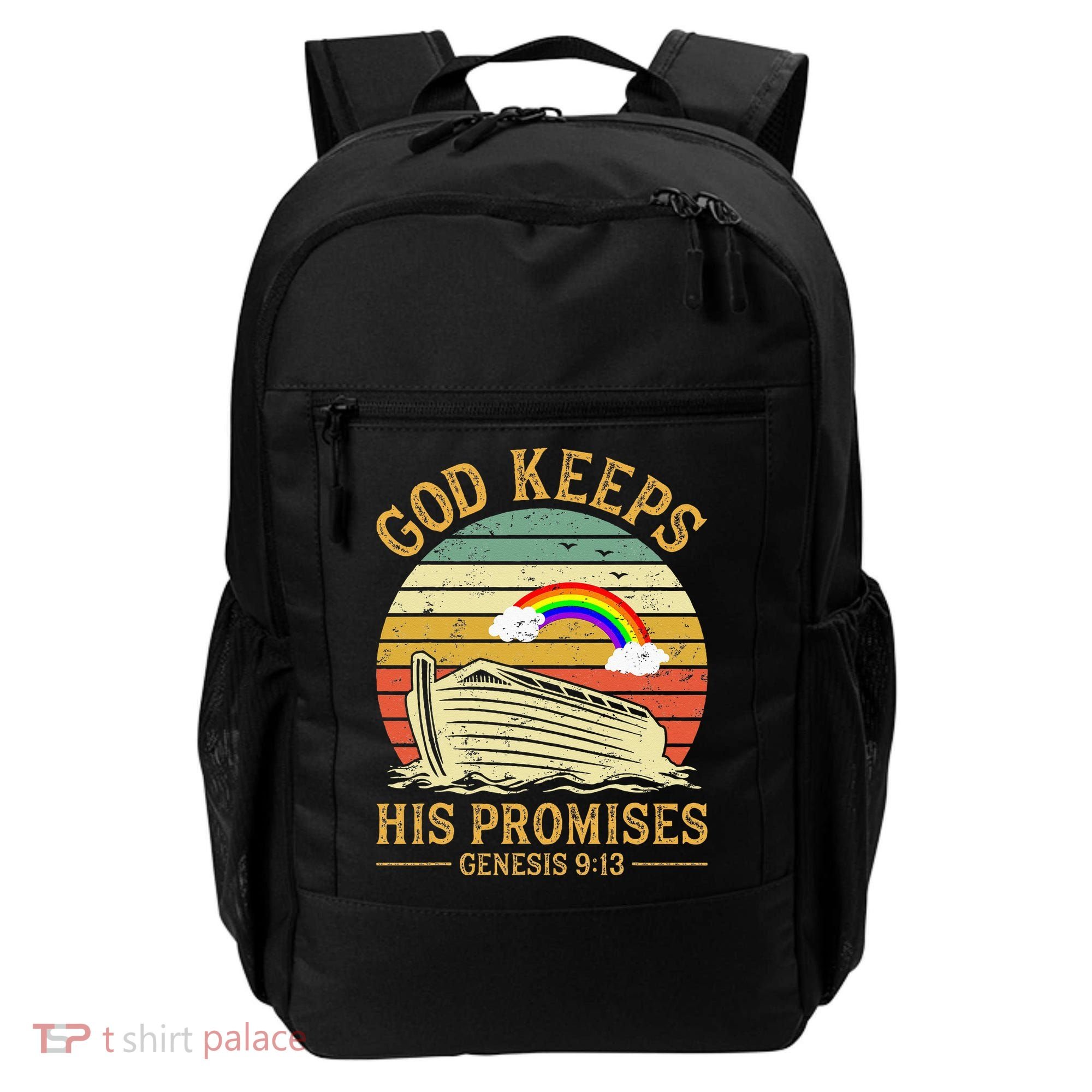 God Keeps His Promises Rainbow Noah Ark Jesus Christian Backpack