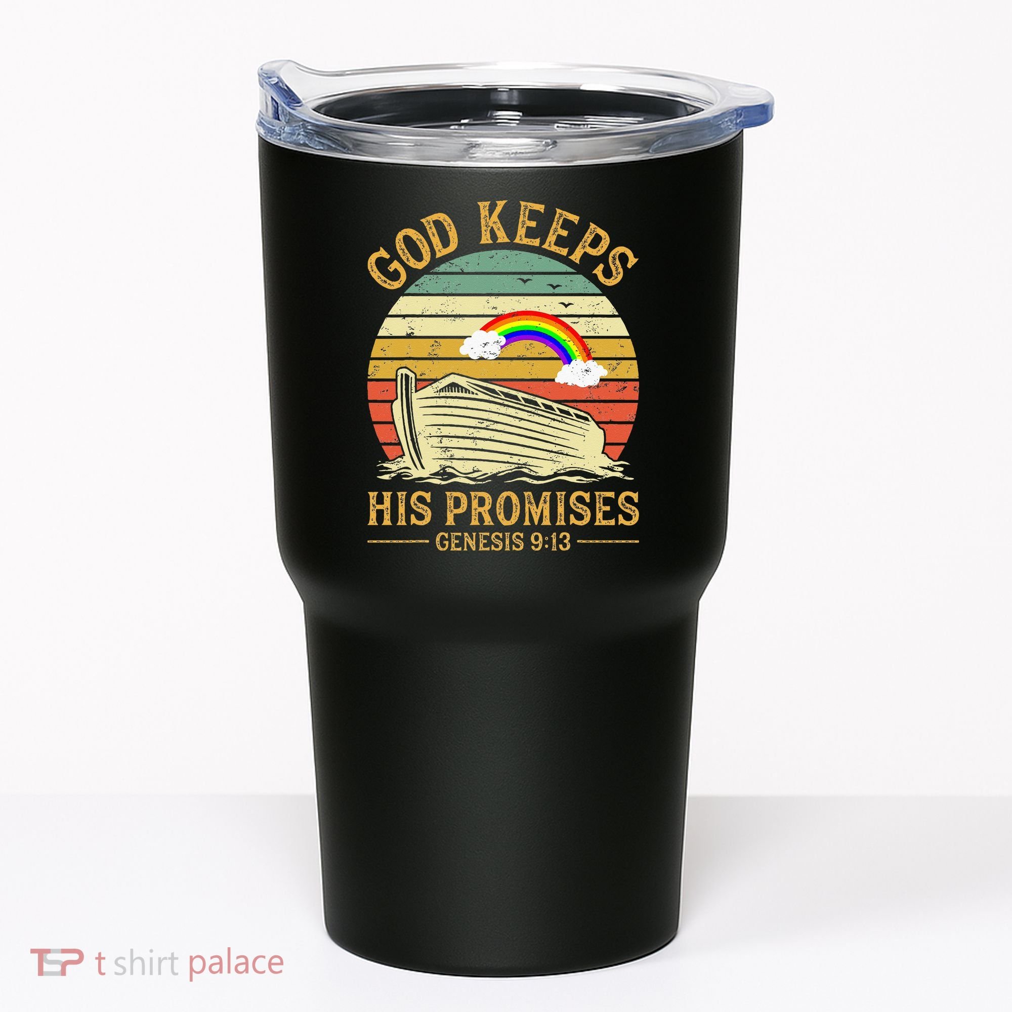 God Keeps His Promises Rainbow Noah Ark Jesus Christian Tumbler