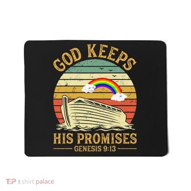 God Keeps His Promises Rainbow Noah Ark Jesus Christian Mousepad