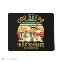 God Keeps His Promises Rainbow Noah Ark Jesus Christian Mousepad thumb 0