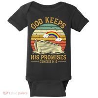God Keeps His Promises Rainbow Noah Ark Jesus Christian Baby Bodysuit thumb 0