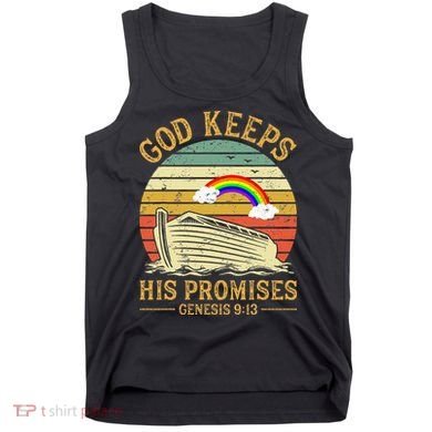 God Keeps His Promises Rainbow Noah Ark Jesus Christian Tank Top