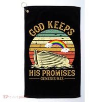 God Keeps His Promises Rainbow Noah Ark Jesus Christian Golf Towel thumb 0