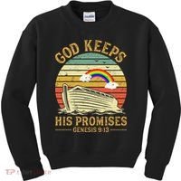 God Keeps His Promises Rainbow Noah Ark Jesus Christian Kids Sweatshirt thumb 0
