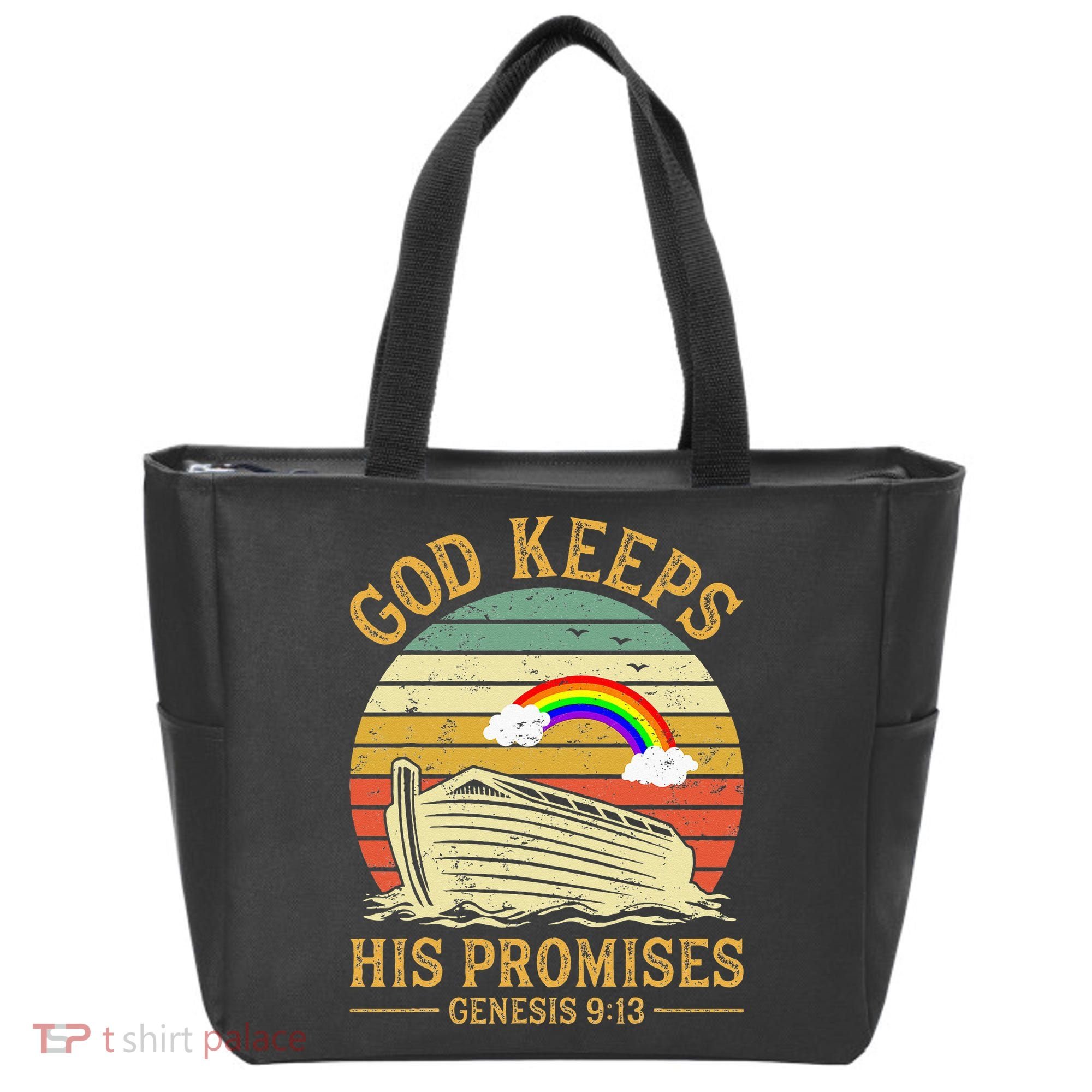 God Keeps His Promises Rainbow Noah Ark Jesus Christian Tote Bag