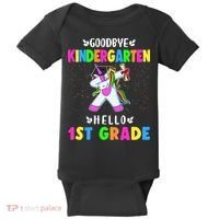 Goodbye Kindergarten Hello First Grade Unicorn Girl Baby Bodysuit thumb 0