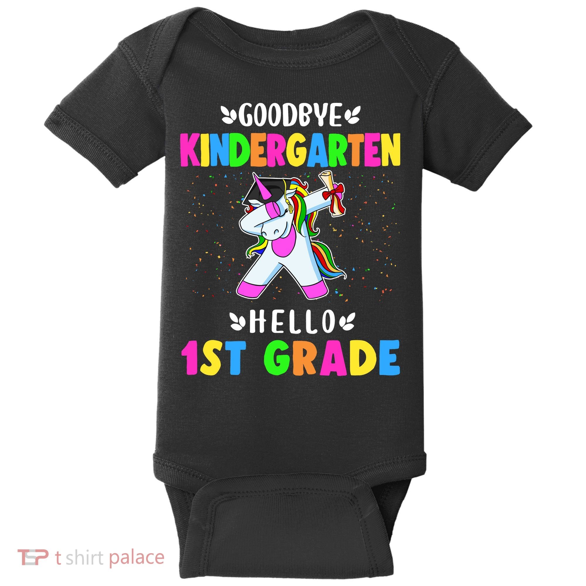 Goodbye Kindergarten Hello First Grade Unicorn Girl Baby Bodysuit