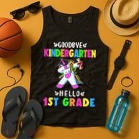 Goodbye Kindergarten Hello First Grade Unicorn Girl Tank Top thumb 4