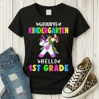 Goodbye Kindergarten Hello First Grade Unicorn Girl Women's T-Shirt thumb 3