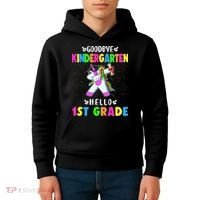 Goodbye Kindergarten Hello First Grade Unicorn Girl Kids Hoodie thumb 4