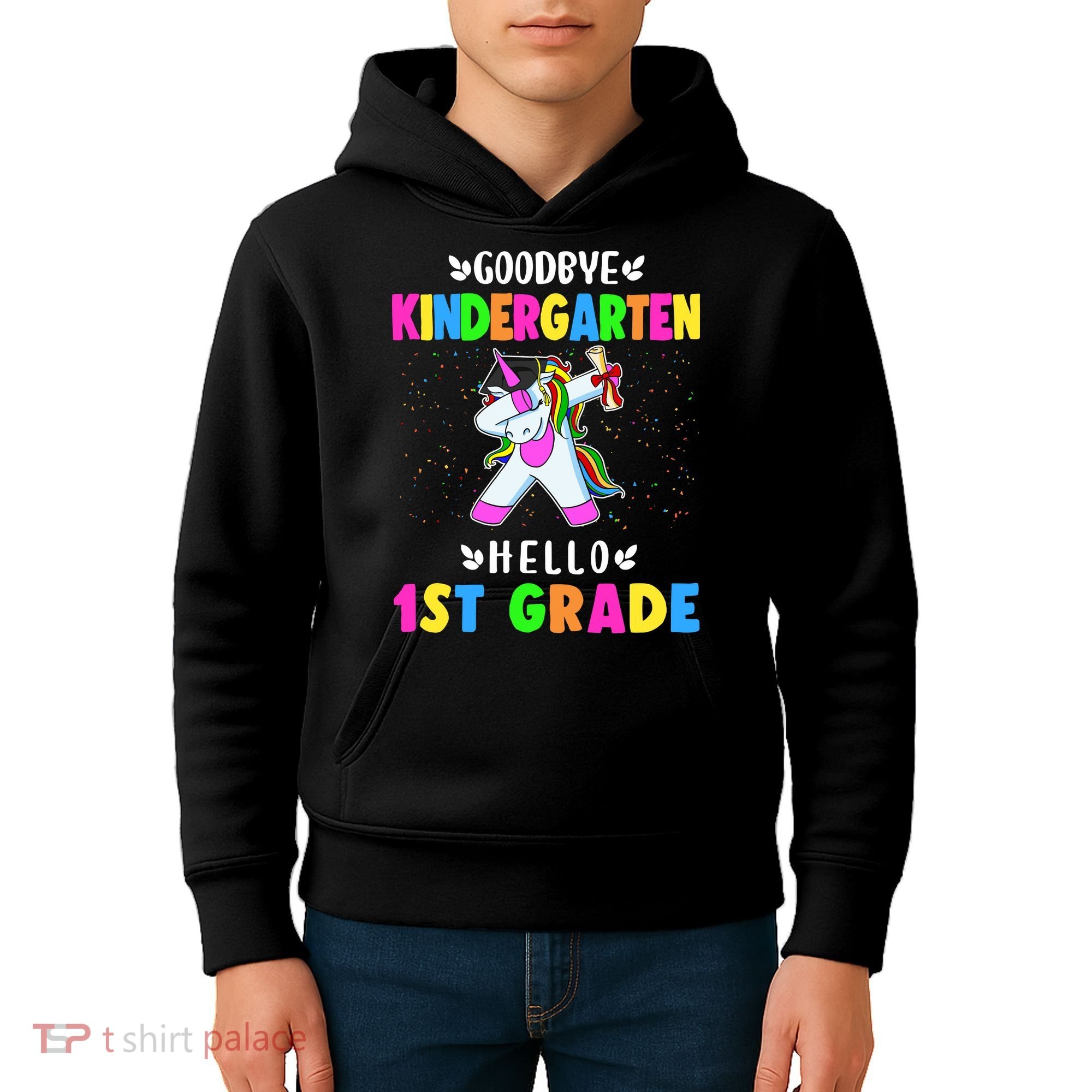 Goodbye Kindergarten Hello First Grade Unicorn Girl Kids Hoodie