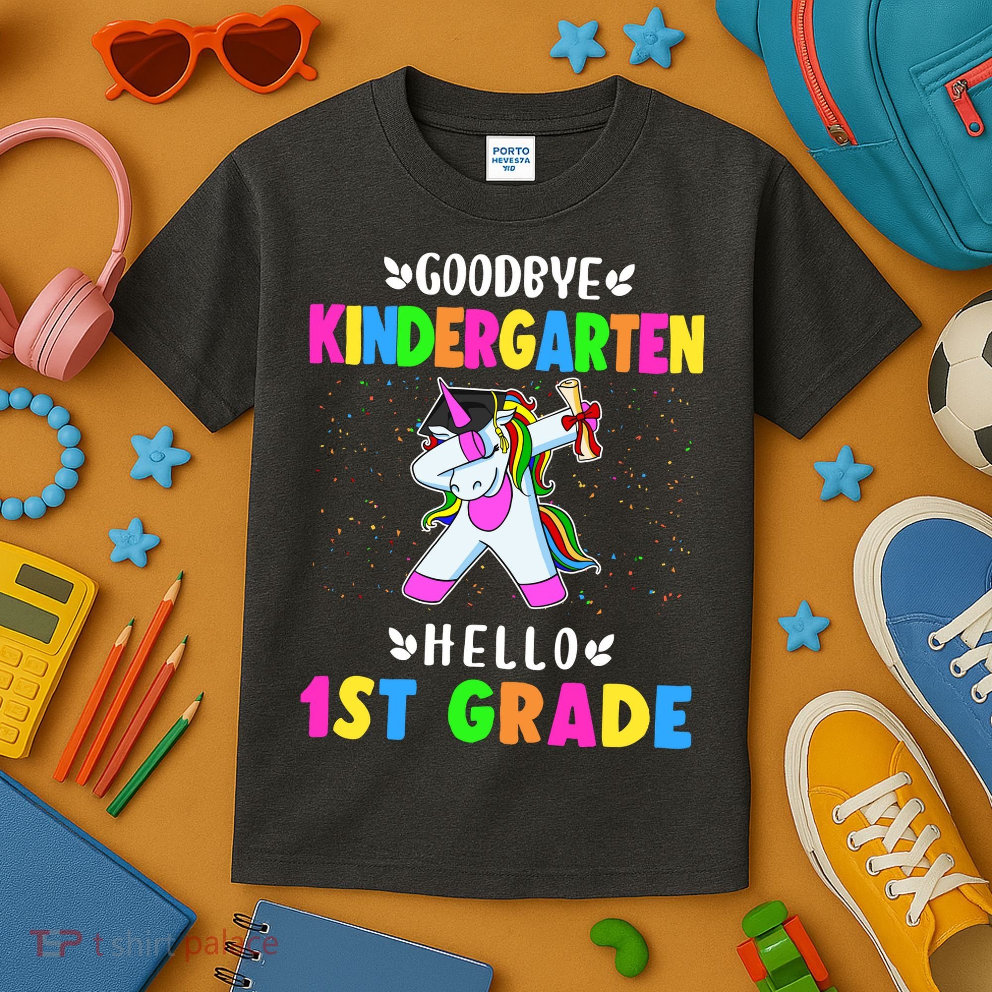 Goodbye Kindergarten Hello First Grade Unicorn Girl Kids T-Shirt