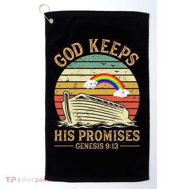 God Keeps His Promises Rainbow Noah Ark Jesus Christian Golf Towel