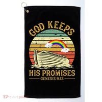 God Keeps His Promises Rainbow Noah Ark Jesus Christian Golf Towel thumb 0