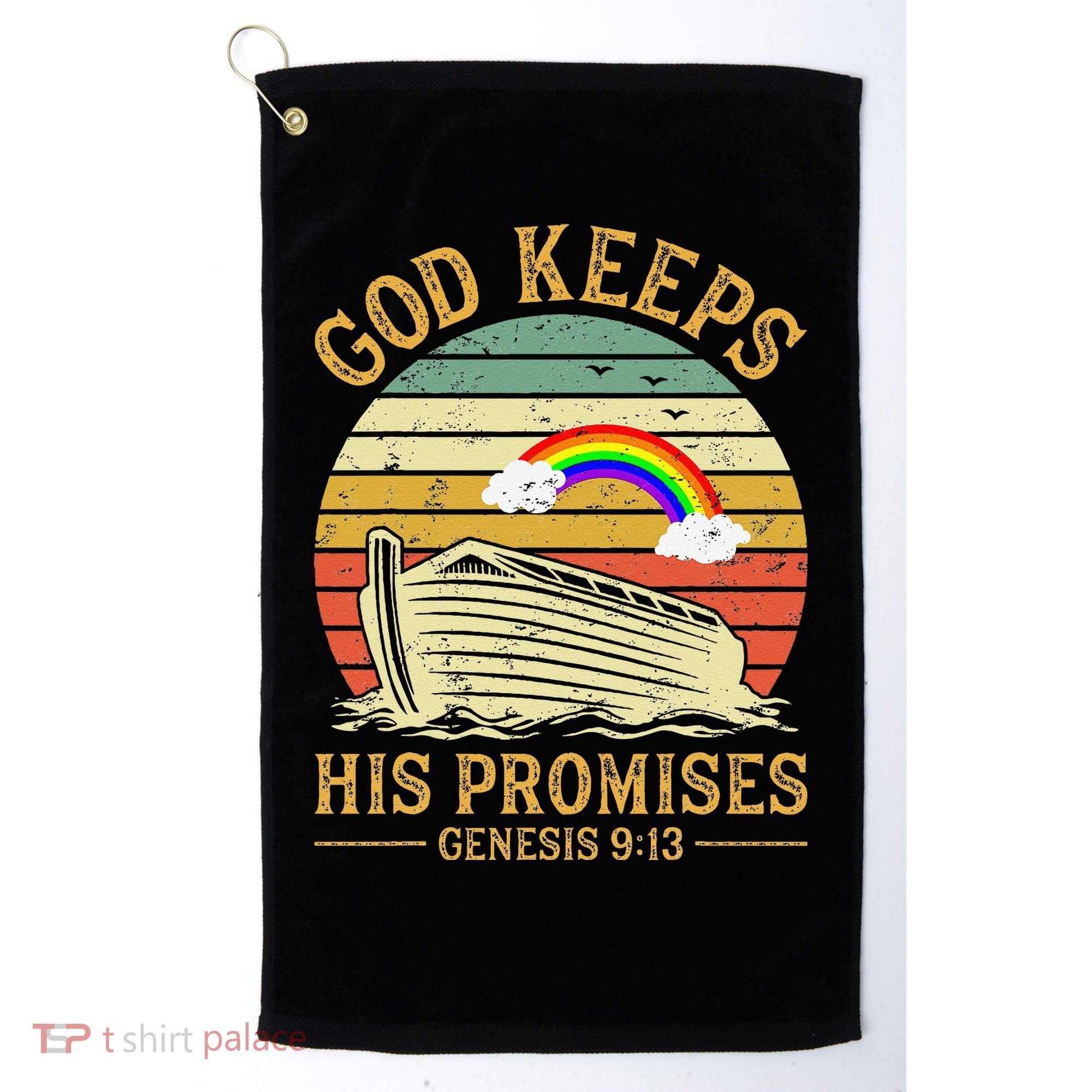 God Keeps His Promises Rainbow Noah Ark Jesus Christian Golf Towel
