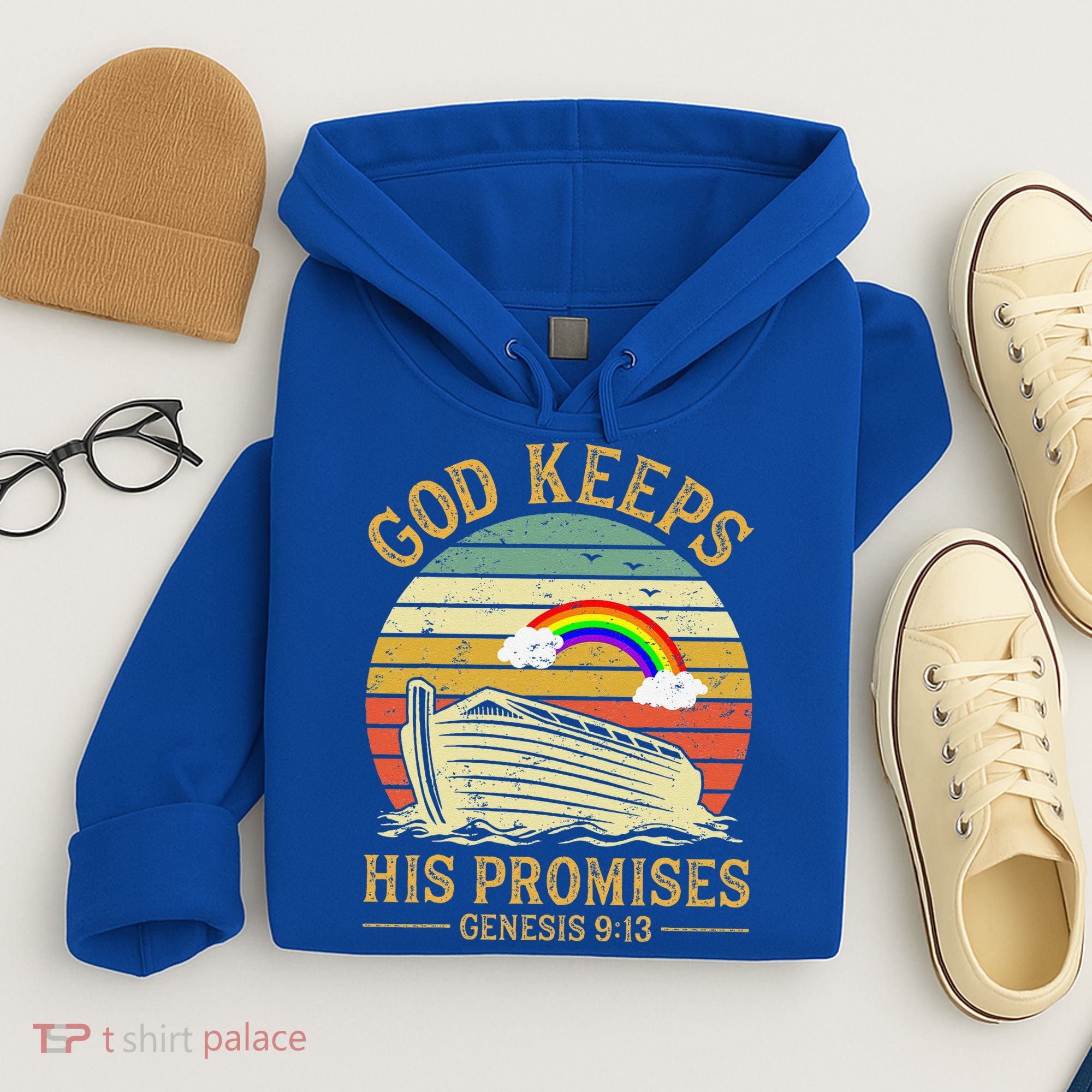God Keeps His Promises Rainbow Noah Ark Jesus Christian Hoodie